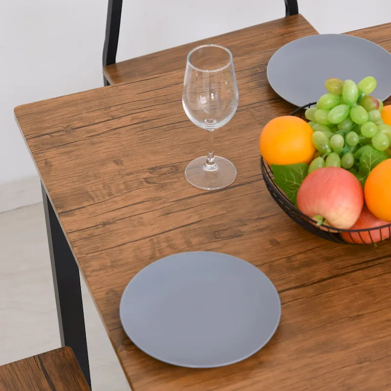 Ensemble de salle à manger moderne HOMCOM 5 pièces, table de cuisine compacte haute et 4 chaises avec repose-pieds, pieds en métal, bois.