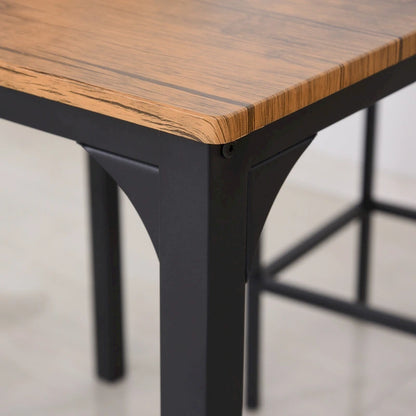Ensemble de salle à manger moderne HOMCOM 5 pièces, table de cuisine compacte haute et 4 chaises avec repose-pieds, pieds en métal, bois.