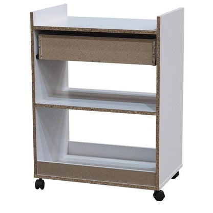 Îlot de cuisine avec meuble de service pour micro-ondes, tiroir et étagères de rangement (blanc)