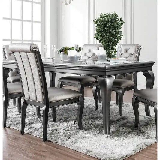 Furniture of America Tily Glam Grey 84-inch Expandable Dining Table