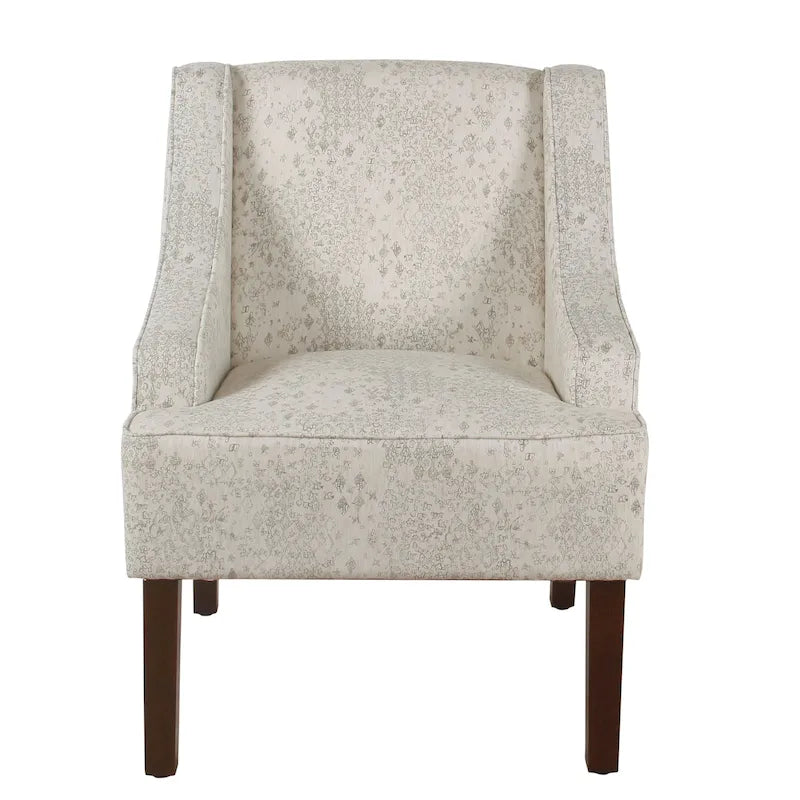 Fauteuil d'appoint Porch &amp; Den Lyric Swoop Arm crème/gris à motif vintage.