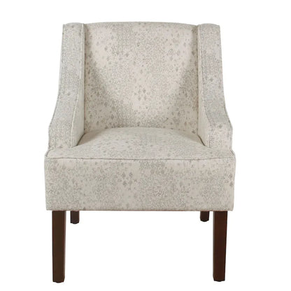 Fauteuil d'appoint Porch &amp; Den Lyric Swoop Arm crème/gris à motif vintage.
