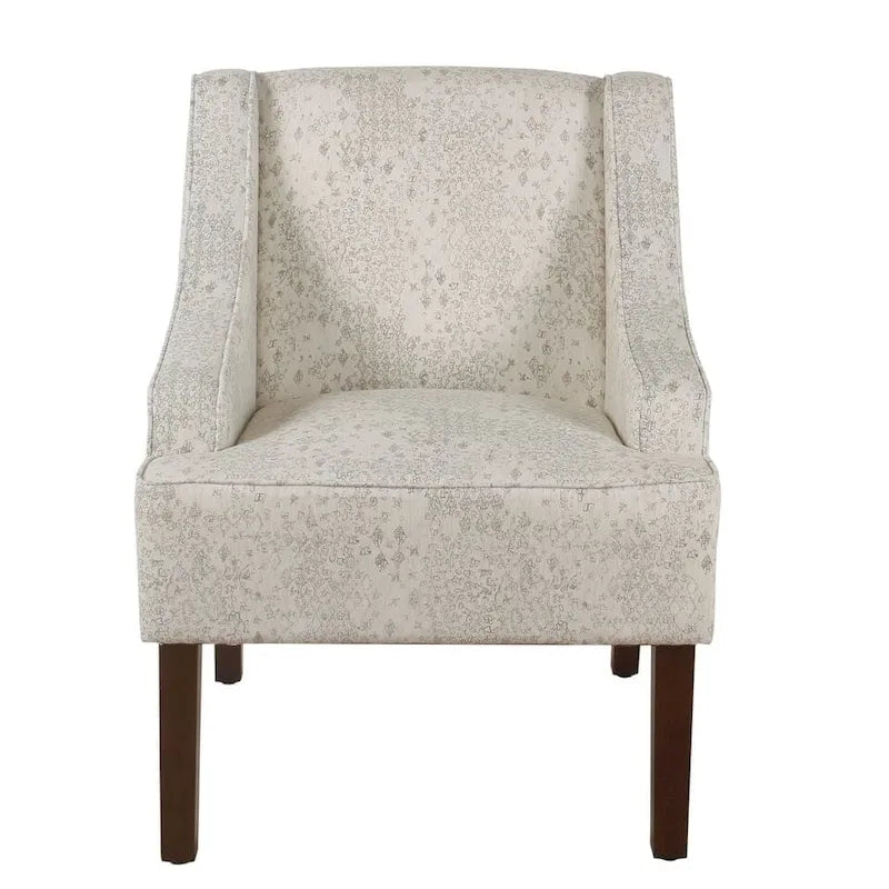 Fauteuil d'appoint Porch &amp; Den Lyric Swoop Arm crème/gris à motif vintage.