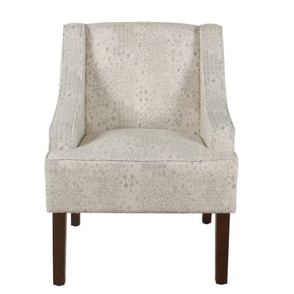 Fauteuil d'appoint Porch &amp; Den Lyric Swoop Arm crème/gris à motif vintage.