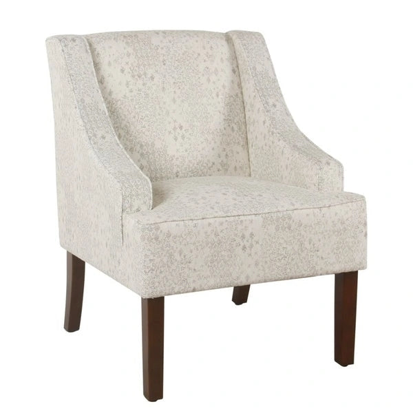 Fauteuil d'appoint Porch &amp; Den Lyric Swoop Arm crème/gris à motif vintage.