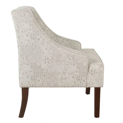 Fauteuil d'appoint Porch &amp; Den Lyric Swoop Arm crème/gris à motif vintage.