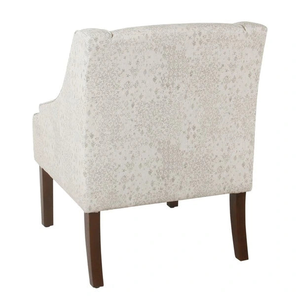 Fauteuil d'appoint Porch &amp; Den Lyric Swoop Arm crème/gris à motif vintage.