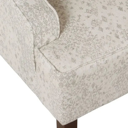 Fauteuil d'appoint Porch &amp; Den Lyric Swoop Arm crème/gris à motif vintage.