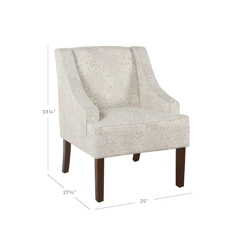 Fauteuil d'appoint Porch &amp; Den Lyric Swoop Arm crème/gris à motif vintage.