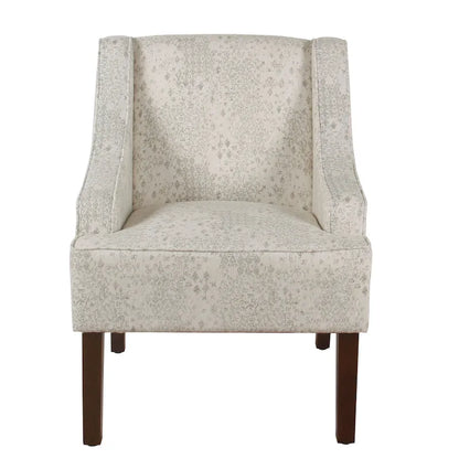 Fauteuil d'appoint Porch &amp; Den Lyric Swoop Arm crème/gris à motif vintage.