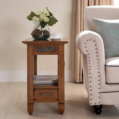 Table d'appoint Leick Home Slatestone à un tiroir avec revêtement en ardoise