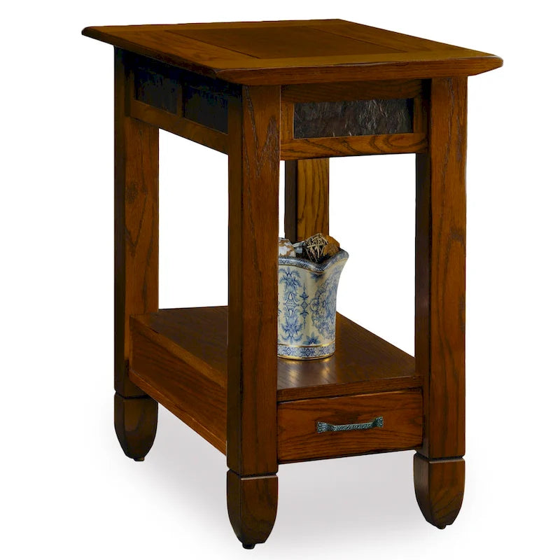Table d'appoint Leick Home Slatestone à un tiroir avec revêtement en ardoise