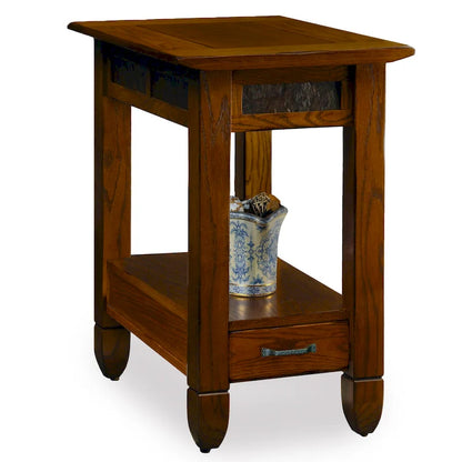 Table d'appoint Leick Home Slatestone à un tiroir avec revêtement en ardoise