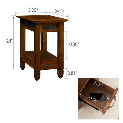 Table d'appoint Leick Home Slatestone à un tiroir avec revêtement en ardoise