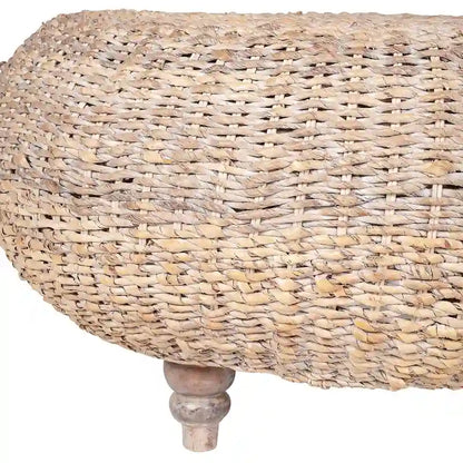 Pouf rond en abaca blanchi naturel, par East at Main
