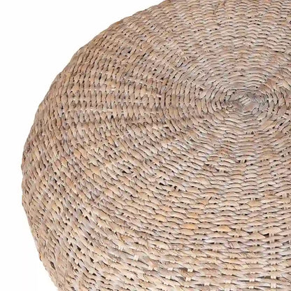 Pouf rond en abaca blanchi naturel, par East at Main