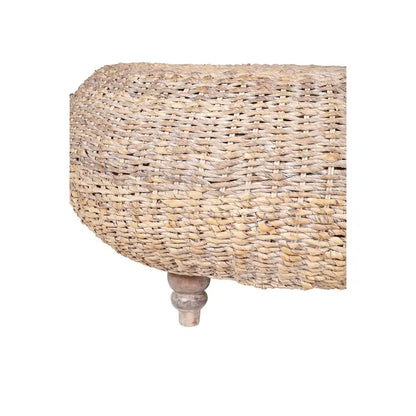Pouf rond en abaca blanchi naturel, par East at Main