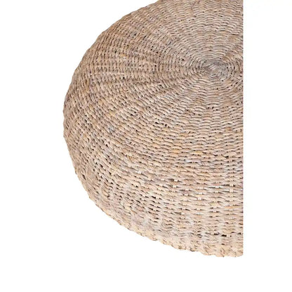 Pouf rond en abaca blanchi naturel, par East at Main