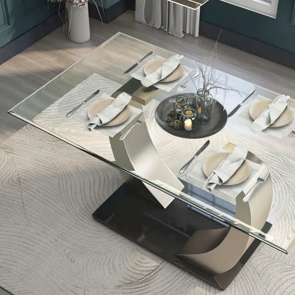 Table de salle à manger moderne Jami argentée de 60 pouces avec plateau en verre de Furniture of America