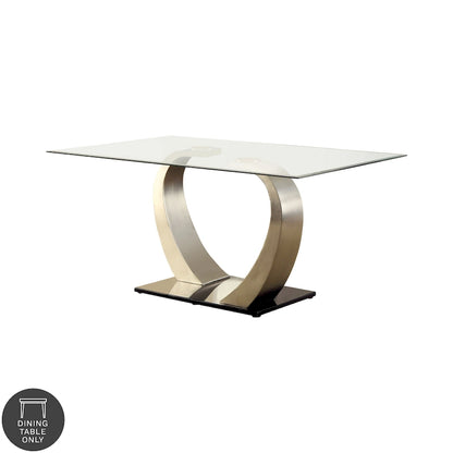 Table de salle à manger moderne Jami argentée de 60 pouces avec plateau en verre de Furniture of America