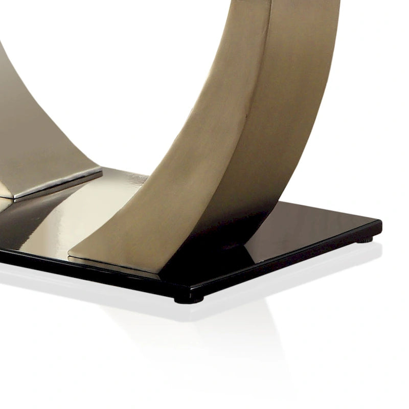 Table de salle à manger moderne Jami argentée de 60 pouces avec plateau en verre de Furniture of America