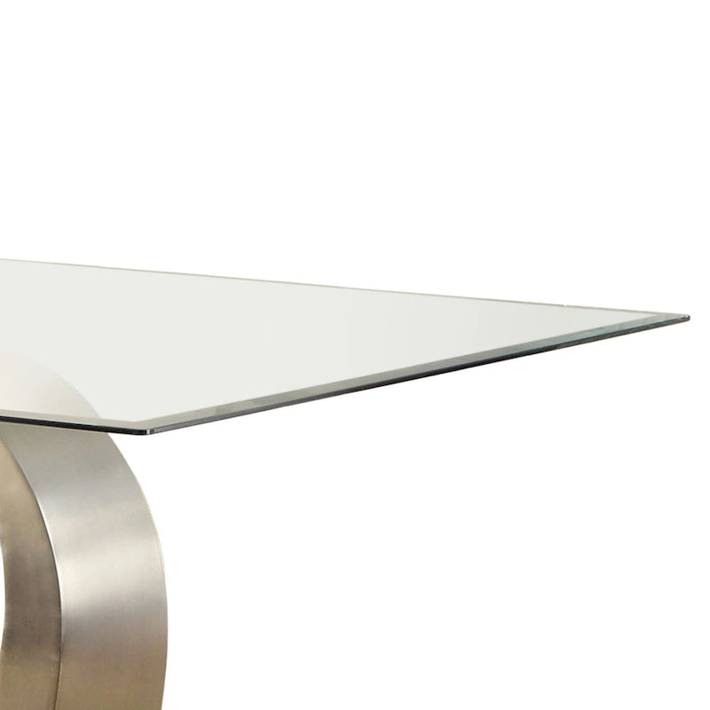 Table de salle à manger moderne Jami argentée de 60 pouces avec plateau en verre de Furniture of America
