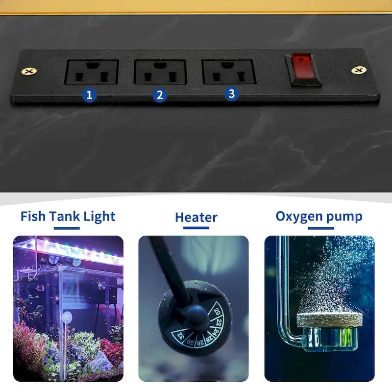 Meuble pour aquarium Moasis 55-75 gallons avec prise électrique, console pour entrée