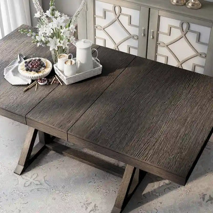 Table de salle à manger extensible en bois Carbon Loft Valjean gris rustique de 78 pouces