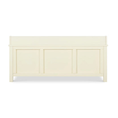 Banc de rangement rembourré en métal blanc et bois Lakeville