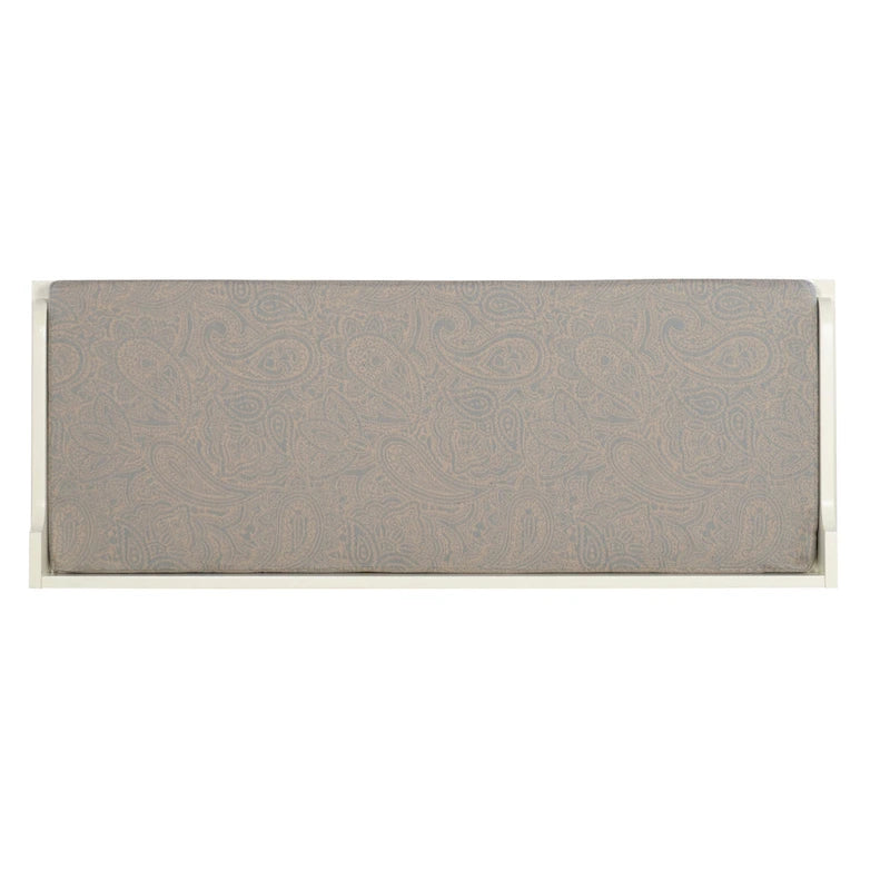 Banc de rangement rembourré en métal blanc et bois Lakeville