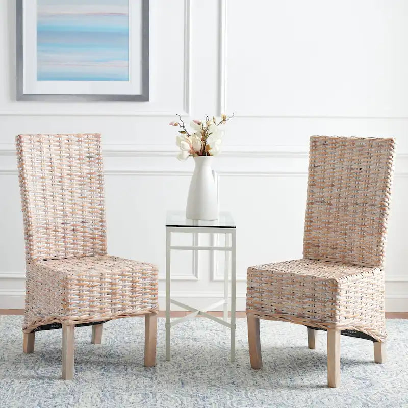 Chaises de salle à manger SAFAVIEH Pembrooke en osier naturel (lot de 2) - 48 cm (L) x 56 cm (P) x 104 cm (H)