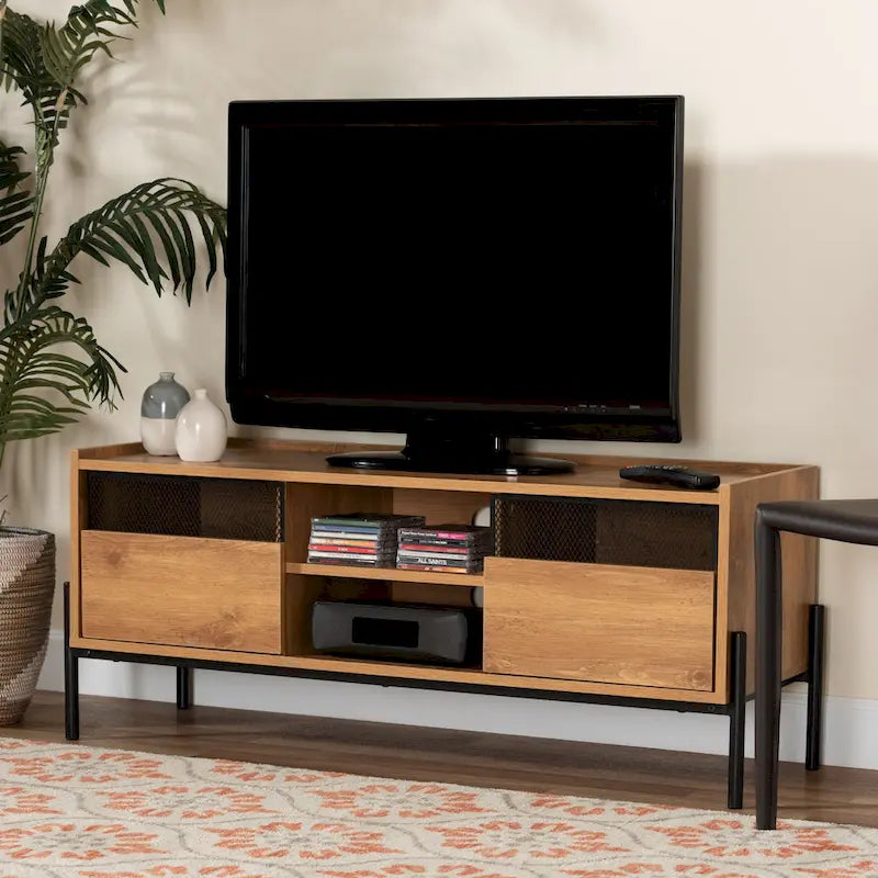 Tasman Modern & Industrial Natural Brown 2-Door TV Stand