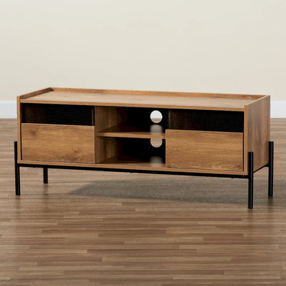 Meuble TV Tasman moderne et industriel marron naturel à 2 portes