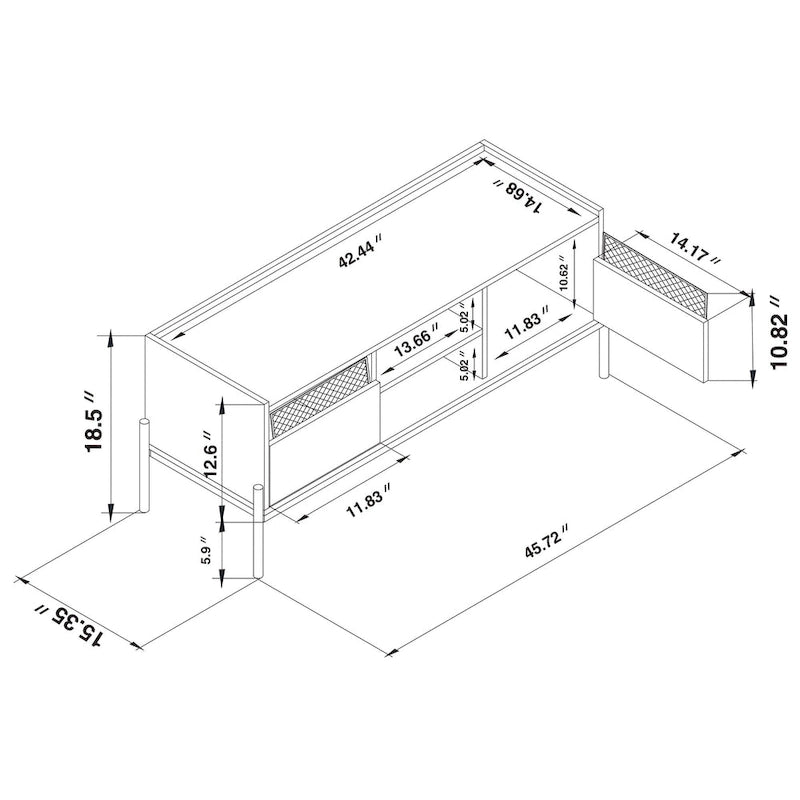 Meuble TV Tasman moderne et industriel marron naturel à 2 portes