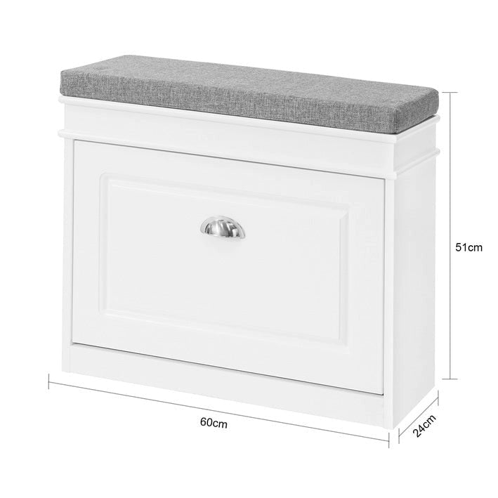 SoBuy FSR82-LW, banc de rangement pour chaussures d'entrée avec tiroir rabattable