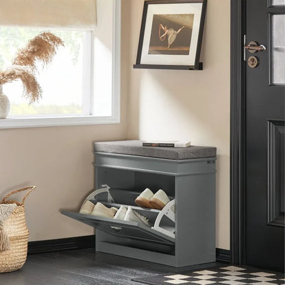 SoBuy FSR82-LW, banc de rangement pour chaussures d'entrée avec tiroir rabattable
