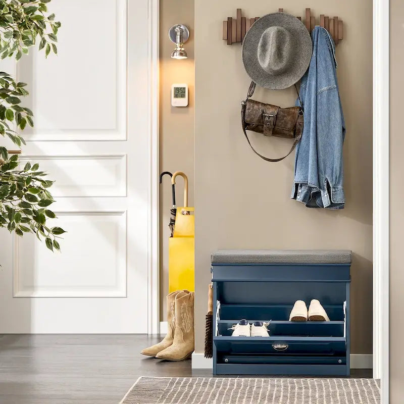 SoBuy FSR82-LW, banc de rangement pour chaussures d'entrée avec tiroir rabattable