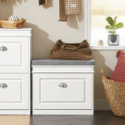 SoBuy FSR82-LW, banc de rangement pour chaussures d'entrée avec tiroir rabattable