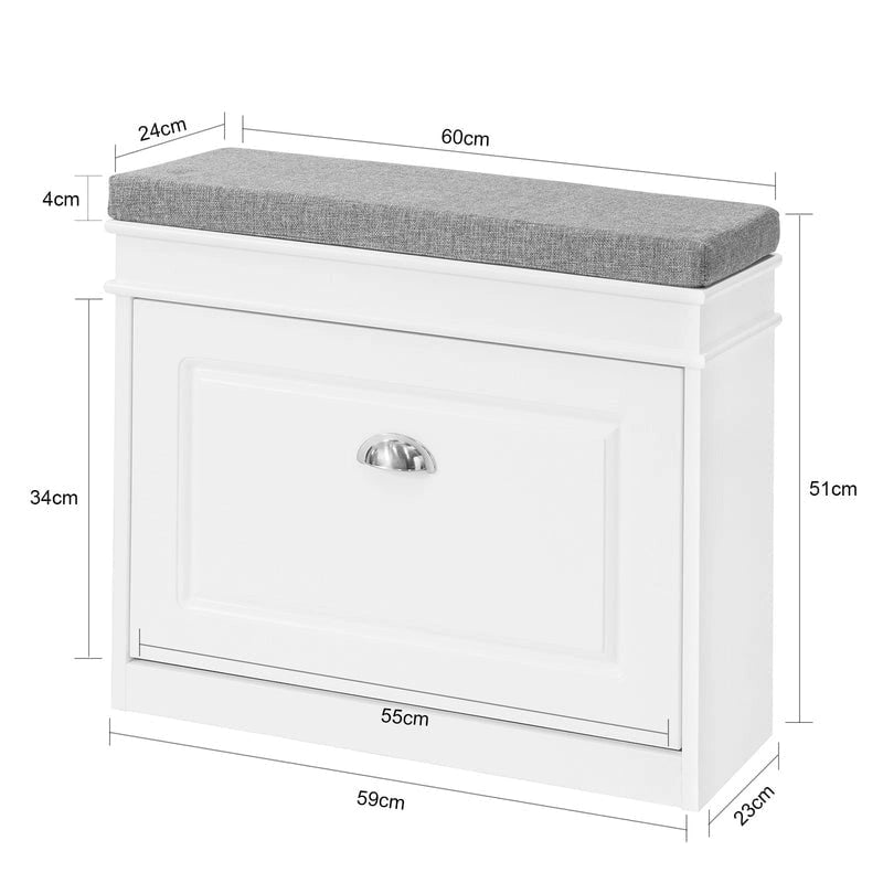 SoBuy FSR82-LW, banc de rangement pour chaussures d'entrée avec tiroir rabattable