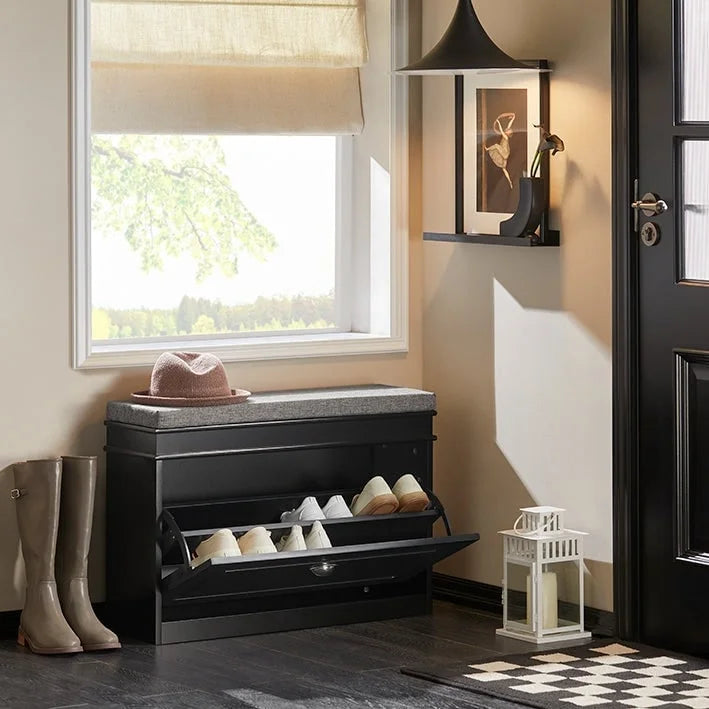 SoBuy FSR82-LW, banc de rangement pour chaussures d'entrée avec tiroir rabattable