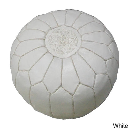 Pouf ottoman contemporain fait main, importé, en cuir véritable (Maroc)