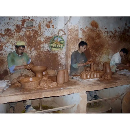 Pouf ottoman contemporain fait main, importé, en cuir véritable (Maroc)