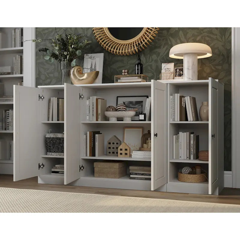 Buffet 100 % bois massif 65 avec portes en verre clair, dépoli ou en bois massif de Palace Imports