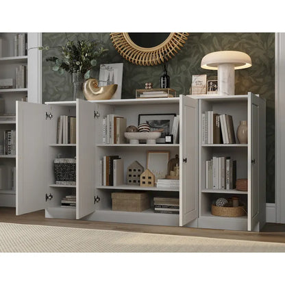 Buffet 100 % bois massif 65 avec portes en verre clair, dépoli ou en bois massif de Palace Imports