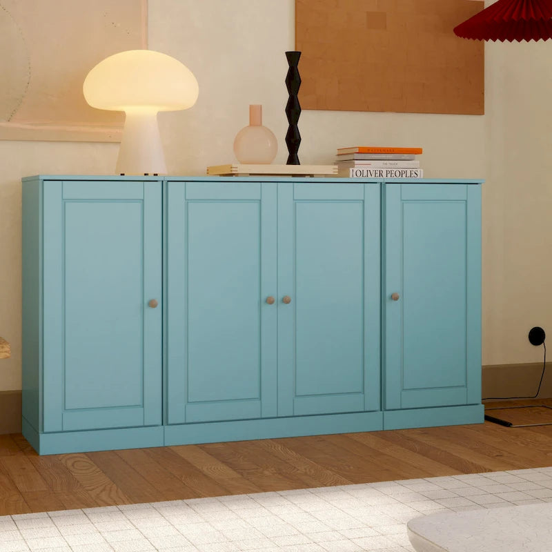 Buffet 100 % bois massif 65 avec portes en verre clair, dépoli ou en bois massif de Palace Imports