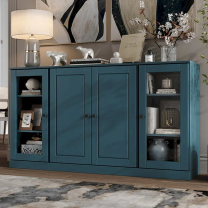 Buffet 100 % bois massif 65 avec portes en verre clair, dépoli ou en bois massif de Palace Imports