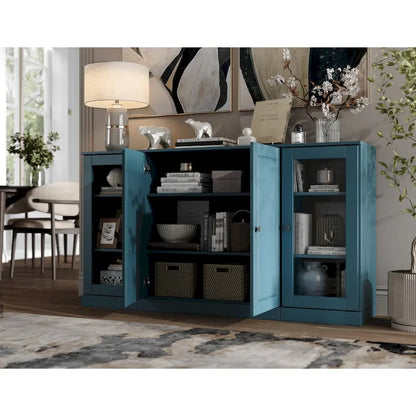 Buffet 100 % bois massif 65 avec portes en verre clair, dépoli ou en bois massif de Palace Imports