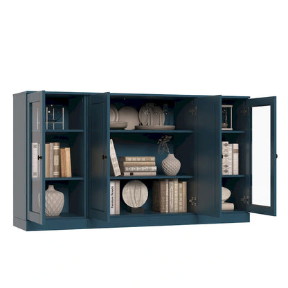 Buffet 100 % bois massif 65 avec portes en verre clair, dépoli ou en bois massif de Palace Imports