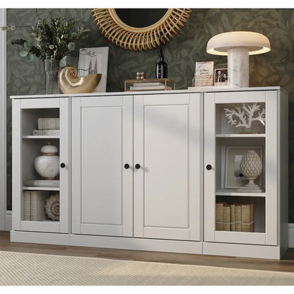 Buffet 100 % bois massif 65 avec portes en verre clair, dépoli ou en bois massif de Palace Imports
