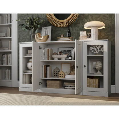 Buffet 100 % bois massif 65 avec portes en verre clair, dépoli ou en bois massif de Palace Imports